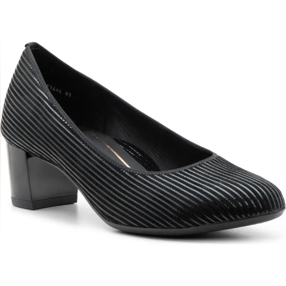NEW ARA‎ Kendall pumps in Black Striped Leather Size 8 A17